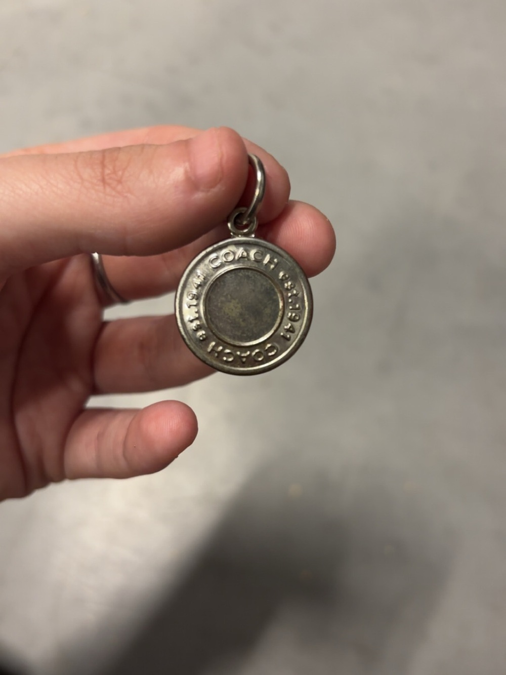 Coach Round Logo Key Charm in Silver-Tone